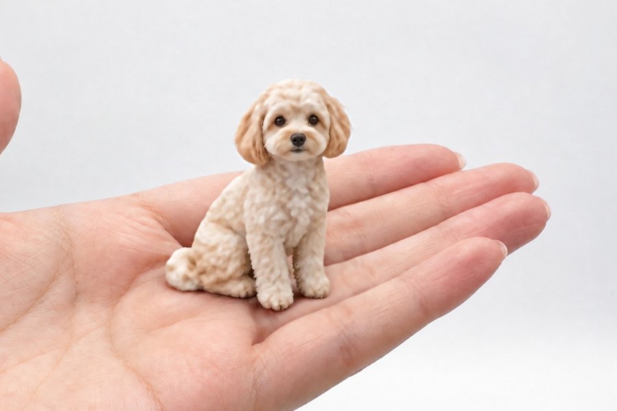 手のひらに載せた犬のフィギュアのイメージ