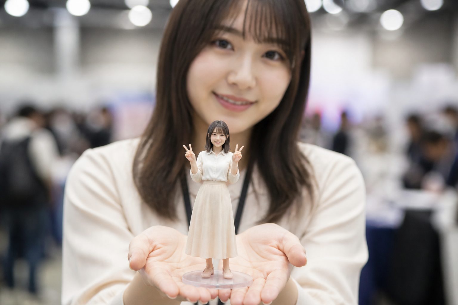 手のひらに載せたフルカラー3Dプリントフィギュア（イメージ）