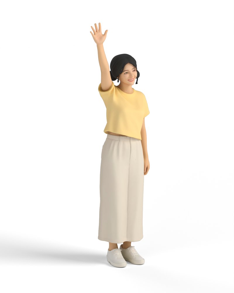 手を振る女性