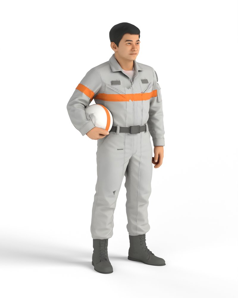 ヘルメットを小脇に抱えるパイロット