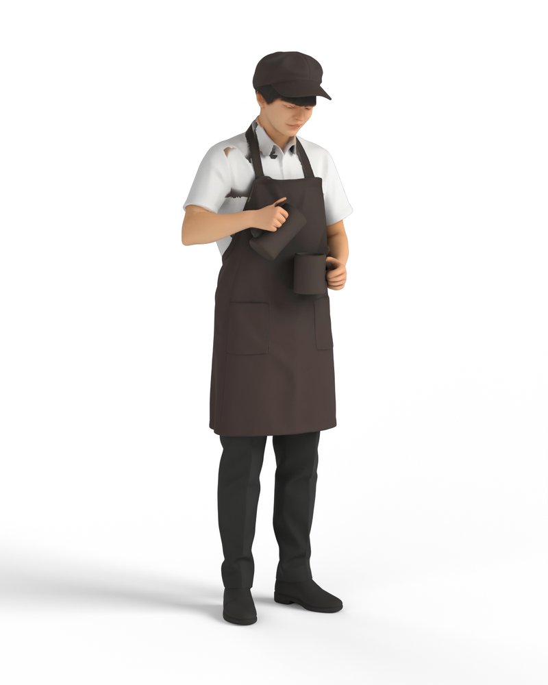 コーヒーを注ぐカフェ店員