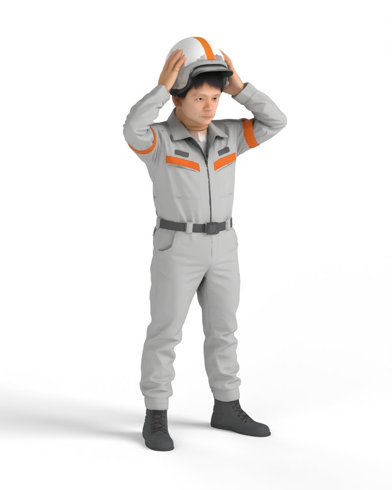 ヘルメットを被るパイロット