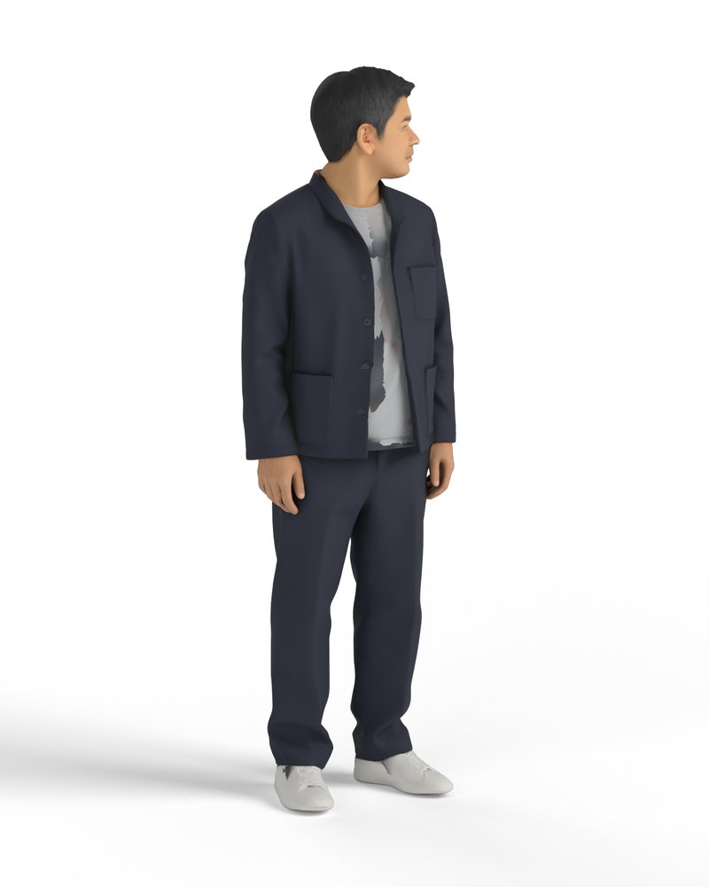 線路の方を見る男性