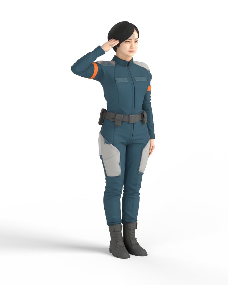 敬礼する女性戦闘員