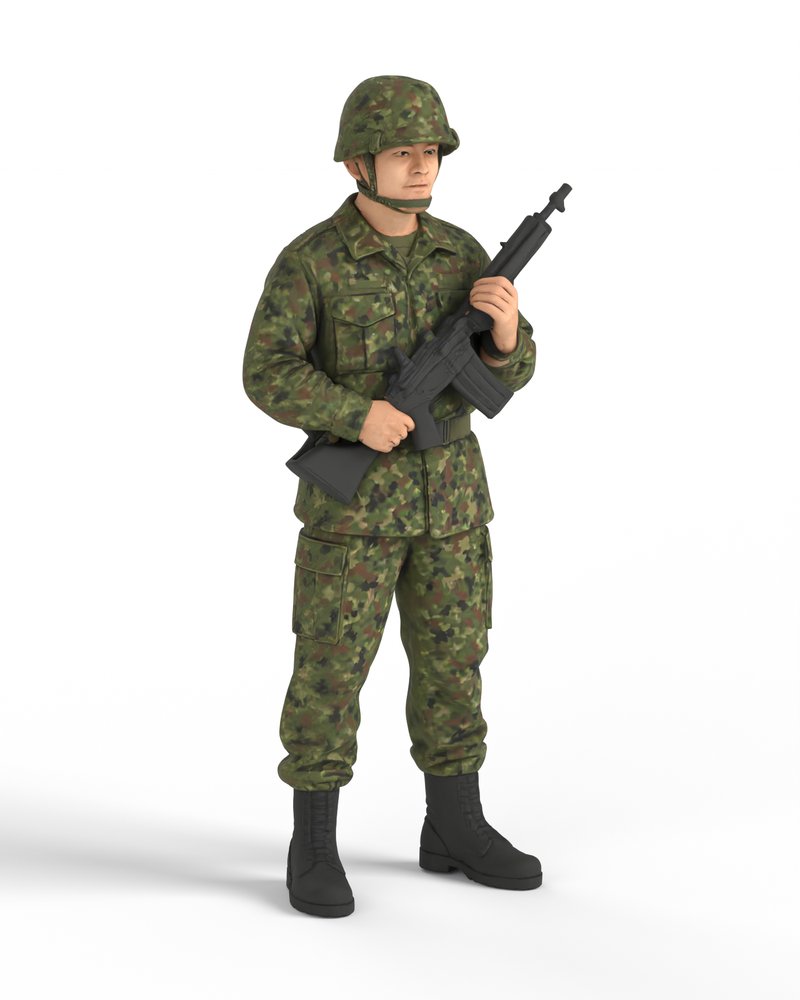 小銃を持って立哨する自衛隊員