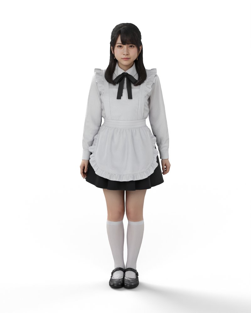 白いエプロンのメイド服の女の子