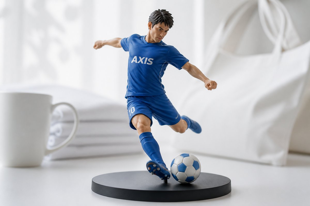 ボールを蹴るサッカー選手のフィギュア
