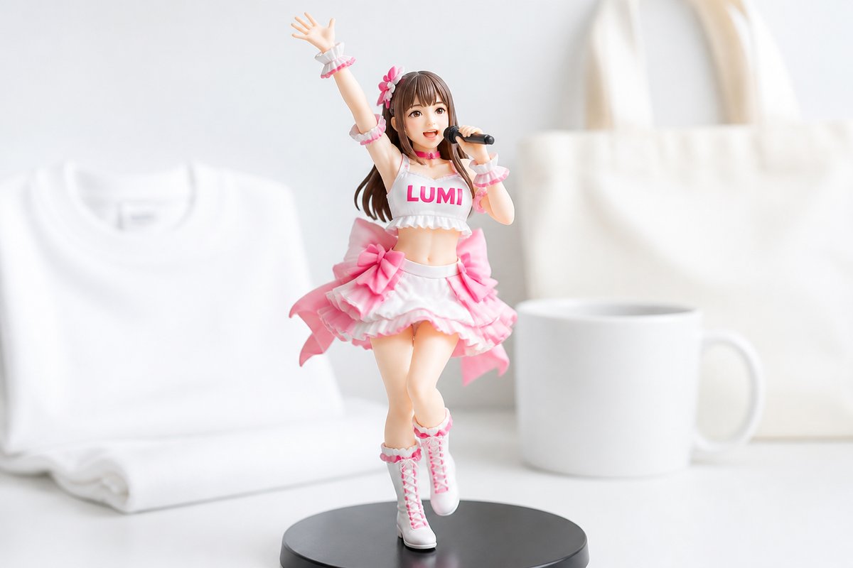 マイクを持って歌うアイドルのフィギュア